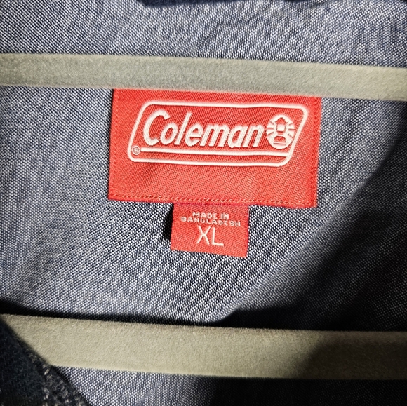 Coleman 100% Cotton Plaid Flannel Blue Unisex size XL  Coleman Leather Logo - Picture 4 of 15